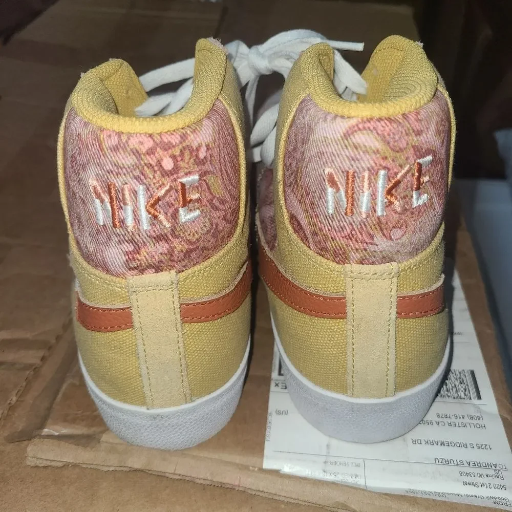 Nike Zoom Blazer Mid Premium SB Paisley Pack Sanded Gold Skate  Sneakers Men 10